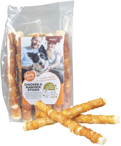 duvoplus meat! snack kip&runderhuid sticks voor honden L-25cm-1kg