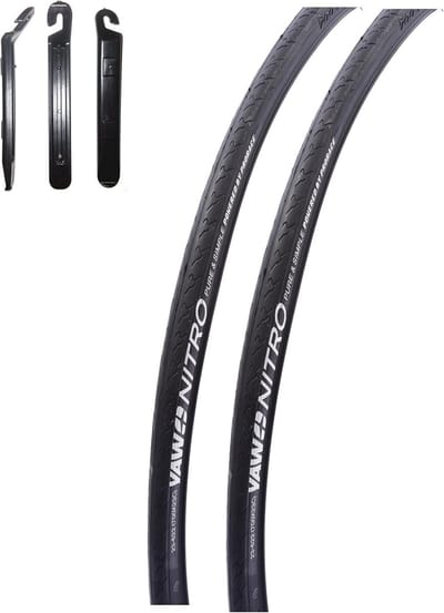 Set van 2 Racefietsbanden 28 Inch (700x23C) Zwart - Inclusief Bandenlichters