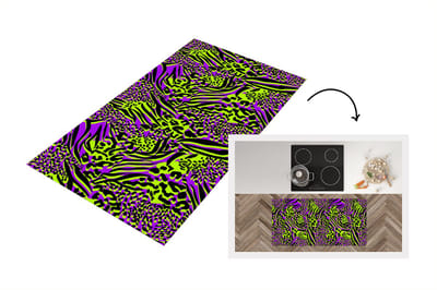 Keukenloper - Loper keuken - Dierenprint - Paars - Groen - Neon - 120x60 cm - Keukenloper vinyl
