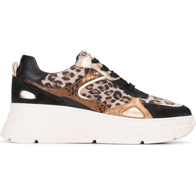 PS Poelman - maat 40 - JANA Dames Sneakers - Bruin Met Dierenprint