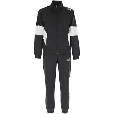 Emporio Armani EA7 Letter Logo Print Rits Lange Mouwen Casual Sportpak Herenpakken Zwart 6LPV63-PJ08Z-1200 S black