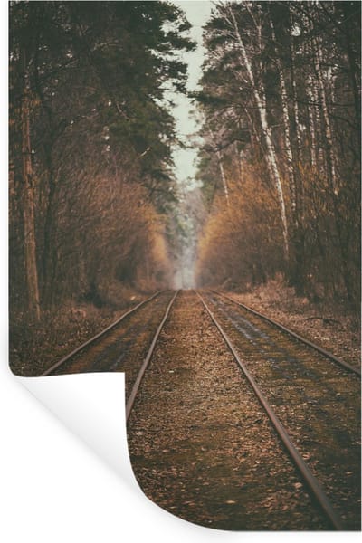 Muurstickers - Sticker Folie - Treinspoor - Pad - Bos - Boom - 20x30 cm - Plakfolie - Muurstickers Kinderkamer - Zelfklevend Behang - Zelfklevend behangpapier - Stickerfolie