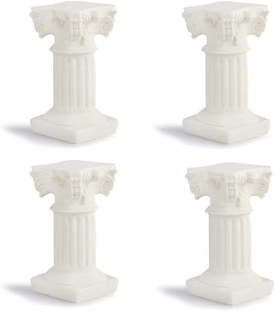 Mini Witte Romeinse Pilaren Hars Decoraties voor Tafel en Tuin - Moderne Klassiekere Ornamenten