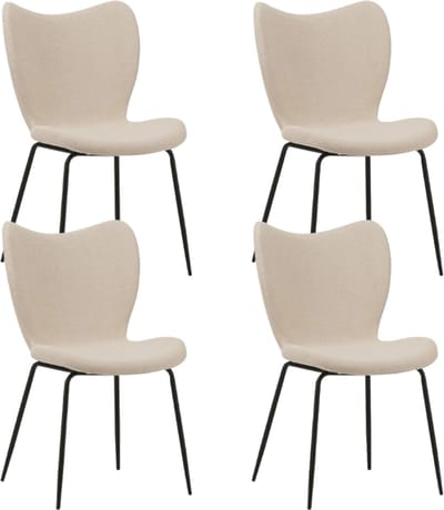 Dimehouse Set van 4 Eetkamerstoelen Sia Beige Bouclé Stof - Zonder Armleuningen - Stof - Scandinavisch & Basic