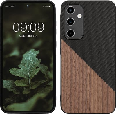 kwmobile hoesje geschikt voor Samsung Galaxy A35 - Backcover in donkerbruin / zwart -Smartphonehoesje - design