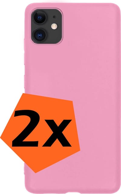 Hoes - 2 Stuks - Geschikt voor Apple iPhone 11 - Sterk & Shockproof - Case Siliconen - Back Cover - Telefoon Hoes - Lichtroze
