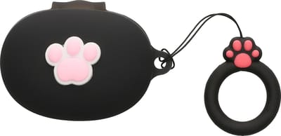 kwmobile Hoes geschikt voor Anker Soundcore Life P2 mini - Siliconen cover voor oordopjes in zwart / wit - Kat design