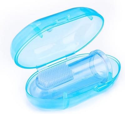 Baby tandenborstel, doorkomende tandjes, tandvlees massage, vinger tandenborstel, baby & peuter,  silicone, vingertandenborstel baby BLAUW