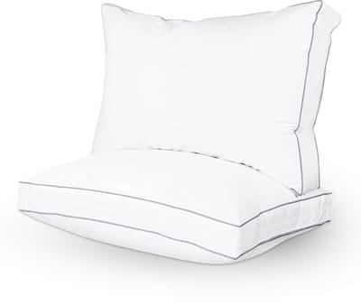Sleep Comfy Katoen Boxkussen Set van 2 - Ultiem Comfort - Hotelkwaliteit Hoofdkussen - Verlicht Nek- en Rugklachten - Katoen Tijk - Orthopedisch & Ergonomisch - 50x60x10 cm