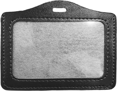 Fako Bijoux - Badgehouder - Badge Houder - PU Leder - Kunstleer - Horizontaal - 78x102mm - Zwart