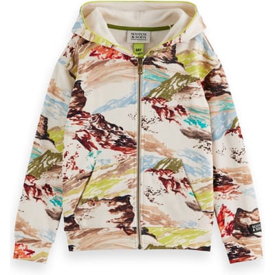 Scotch & Soda Boy Relaxed Fit All Over Printed Zip Through Hoodie Mountain Taglia: 4 | Abbigliamento Sportivo Outlet | kids