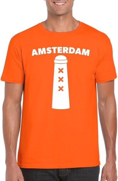 Amsterdam shirt met Amsterdammertje oranje heren S