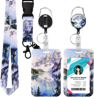 Kaarthouder Lanyard - Kaart Hanger - Dagelijks Gebruik - Comfortabel Ontwerp - 12 x 11 cm - Bergmotief