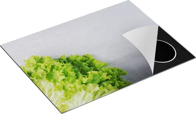Chefcare Inductie Beschermer Groene Sla op Grijze Marmer - 70x50 cm - Afdekplaat Inductie - Kookplaat Beschermer - Inductie Mat
