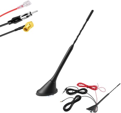 KZQ Digitale auto radio antenne DAB+ FM/AM met versterker SMB-stekker DIN adapter universeel 16 inch eenvoudig te installeren weerbestendig voor verbeterde ontvangst