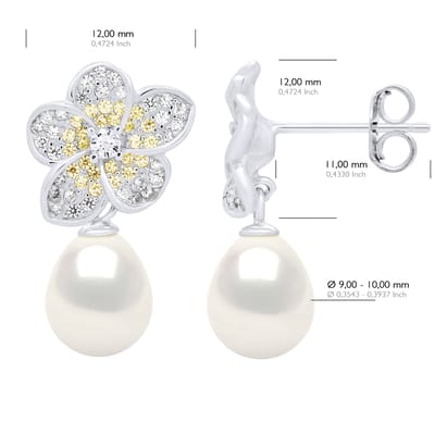 Oorbellen - Sieraden Zilver - Echte Cultuur Zoetwaterparels Pare 9-10 mm