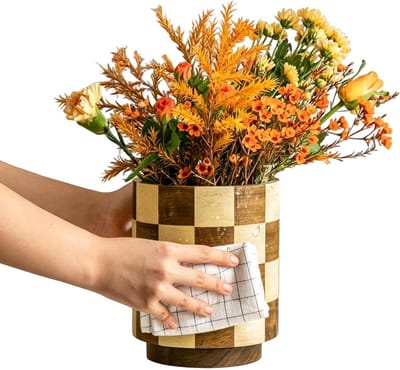 Gereedschapshouder Keuken - Bestekhouder Organizer - Keukengerei Opbergen - 360 Graden Draaibaar - 17 x 17 x 19 cm - Houtkleur