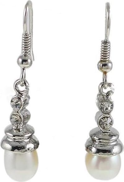 Zoetwater parel oorbellen Bong - - oorhangers - echte parels - sterling zilver 9925) - wit - stras steentjes - sieraden zakje - parel oorbellen dames