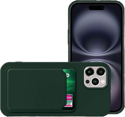 Hoesje geschikt voor Apple iPhone 16 Pro Pasjes houder Hoesje - Portemonnee - Kaart houder - Groen