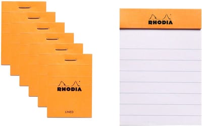 Rhodia Notitieblok - Schrijfblok - N10 - Gelijnd - 5,2x7,5cm - 80g - Oranje - 80 vel - 20 stuks