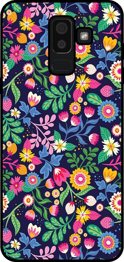 Smartphonica Telefoonhoesje Geschikt voor Samsung Galaxy J8 2018 met bloemen opdruk - TPU backcover case flower design geschikt voor Samsung Galaxy J8 2018