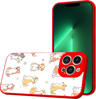 Smartphonica Telefoonhoesje Geschikt voor iPhone 13 Pro met Honden opdruk - TPU Back Cover Case Dogs Design - Rood geschikt voor iPhone 13 Pro