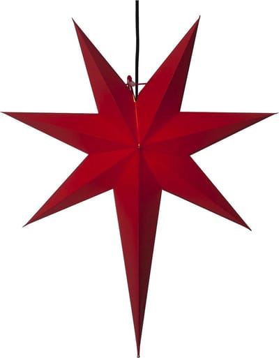 Star Trading Grote papieren ster 'Frozen', asymmetrisch, rood, netvoeding, E14-fitting, 55x65cm