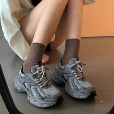Retro Dad Schoenen Dames Lente en Herfst Nieuw Ins Trendy Dikke Zool Veelzijdig Casual Ademend Studenten Sportschoenen 38 grijze kleur