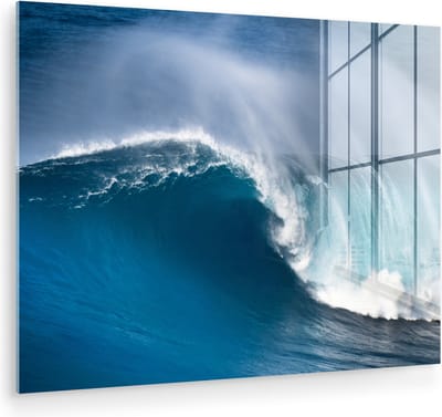 MuchoWow® Glasschilderij 160x120 cm - Schilderij acrylglas - Zee - Golf - Hawaii - Foto op glas - Muurdecoratie woonkamer - Wanddecoratie slaapkamer - Schilderijen