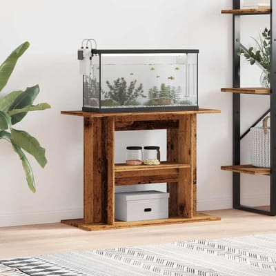 vidaXL - Aquariumstandaard - Oud - Hout - 80x35x60 - cm - Bewerkt - Hout