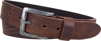 Vintage Leren Heren/Dames Riem | 4cm breed | Riemmaat: 95cm (totale lengte: 110cm) | 100% echt leer | Kleur: bruin | Nikkelvrije gesp