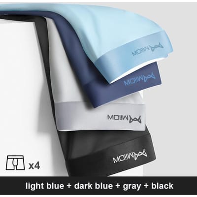 MiiOW 4 stuks partij heren boxershorts grafeen antibacterieel ijs zijde ondergoed heren boxershorts naadloos ademend heren slipje L-5XL XXL gray