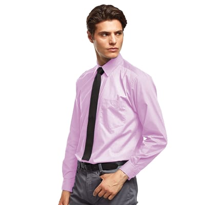 Premier Heren Premier Poplin Formeel Overhemd Met Lange Mouwen (Roze)