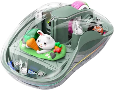 Oplaadbare Draadloze Cartoon Muis met 3 Modi – Transparant & Schattig met Powerdisplay – Geschikt voor Laptop, Tablet & iPad – Leuk Kindercadeau & Computer Accessoire-Groen