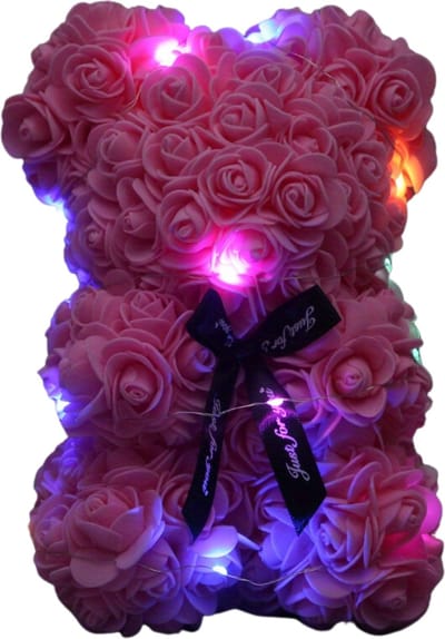 Nivard Rozen Teddy Beertje - Rozen Beer - Rose Bear - Valentijn Cadeautje Voor Haar & Hem - Vrouw - Roze Met Licht