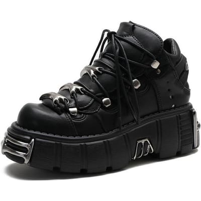 Punk Platform Dames Sneakers Mode Casual Vergelijkbaar met New Rock Schoenen Metalen Decoratie Motorfiets Dames Dames Laarzen St504 38