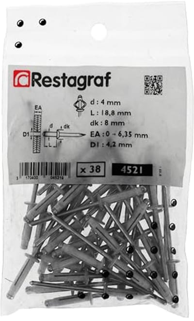 Holle Klinknagels Wit 0 tot 6,35 mm x 18,8 mm - 38 Stuks