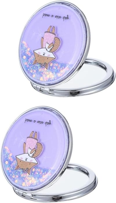 Zakspiegel Set - Make-up Spiegel Compact - Make-up Bijwerken - Opvouwbaar Ontwerp - 7 cm Doorsnede - Paars
