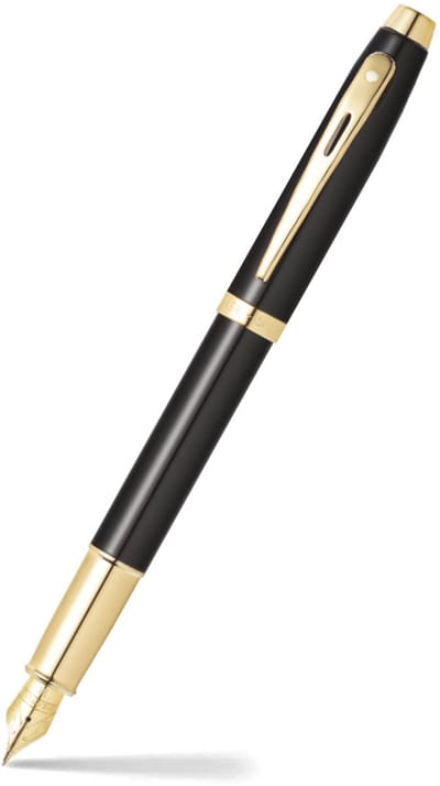 Sheaffer vulpen - 100 E9322 - M - Glossy black gold tone
