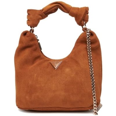 GUESS Leren schoudertas Isotta Hobo Bag Cognac Lichtbruin