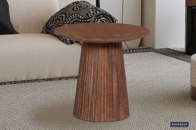 Salontafel / Bijzettafel 'Miguel' 50 cm Rond Mango Hout Lichtbruin