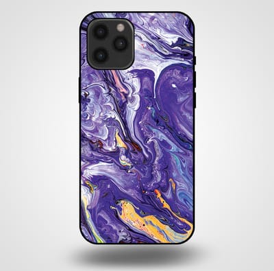 Smartphonica Telefoonhoesje voor iPhone 12 Pro Max met marmer opdruk - TPU backcover case marble design - Goud Paars geschikt voor iPhone 12 Pro Max