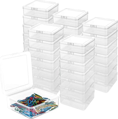 Set van 36 vierkante transparante plastic opbergdozen, lege mini opbergcontainers, 9.5 x 9.5 x 3.5 cm, ideaal voor organisatie en opslag van kleine items