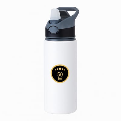 Hacebo® - 50 jaar waterfles met rietje zwart - iemand die 50 jaar is geworden of 50 jaar lang een relatie hebben of getrouwd zijn - verjaardagscadeau - verjaardag - cadeau - kado - geschenk - gift - relatie - water fles - 650ML