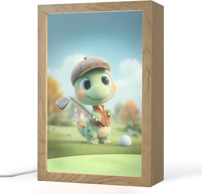 Nachtlampje 20x30 cm - Kinder lampje - Cartoon - Dino - Groen - Golven - Tafellamp kinderkamer - Slaapkamer lamp - Bedlamp kinderen - Kinderlampje stopcontact - Wandlamp babykamer - Nachtlampjes