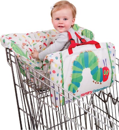 Winkelwagenbescherming met riem voor het kind, universele pasvorm, boodschappenwagen-hygiënebescherming, winkelwagen en kinderstoel, biedt voor baby's of peuters (wit)