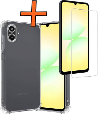 Hoes - Met Screenprotector - Geschikt voor Samsung Galaxy A07 - Sterk & Shockproof - Siliconen Case - Back Cover - Telefoon Hoes - Shock Proof - Transparant