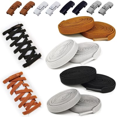 Jhubersproducts - Elastische Schoenveters - Universele Veters - Eenvoudig te gebruiken - 4 Paar - Metalen Sluiting - Duurzame kwaliteit - Geschikt voo