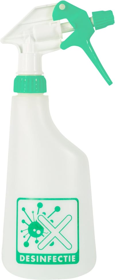 Sproeiflacon Cleaninq 600ml leeg met logo desinfectie | 12 stuks