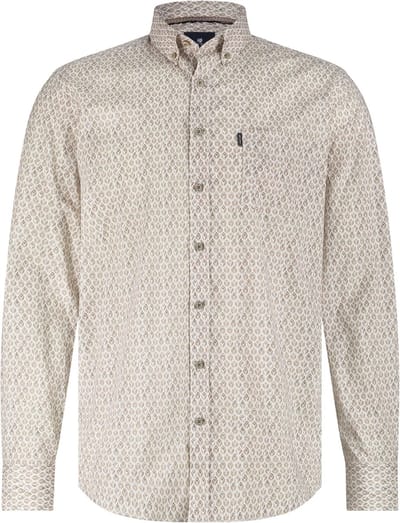 State of Art Shirt Poplin Print Beige - Maat XL - Heren - Overhemden Casual